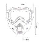 Face protection mask, made from hard plastic + ski goggles, black lenses, model ND03